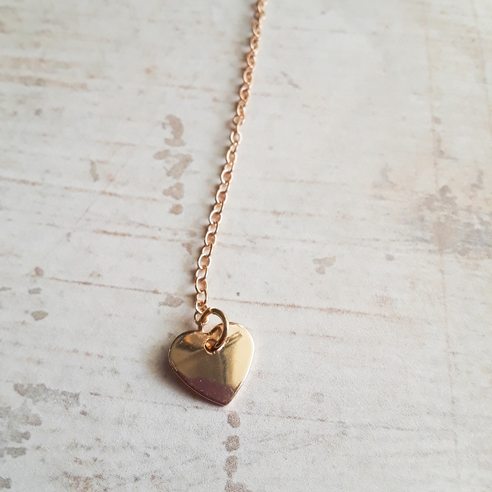 Minimalist Dainty Gold Double Heart Lariat Necklace - Picture 6 of 8
